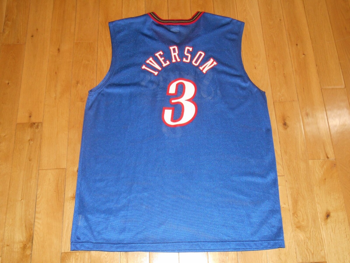 Vintage Champion ALLEN IVERSON Blue SIXERS 76ERS Mens NBA Team