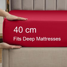 Extra Deep 40 CM Fitted Sheet Single Double King Super King Size Bed Sheets Uk
