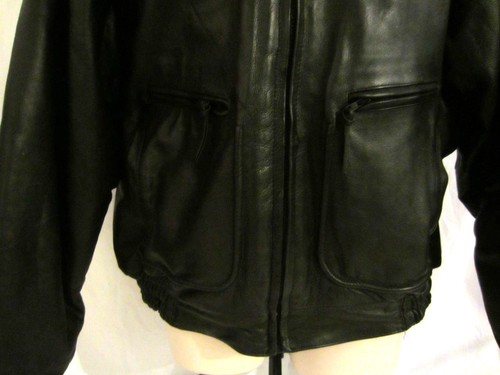 Unik Vintage Heavy Leather Motorcycle Coat Jacket Black Mens 2XL Lined EM105 - Picture 3 of 13