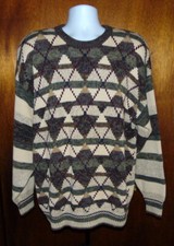 Gant Hand Intarsia Pattern Crewneck Pullover Cotton Sweater Mens XL