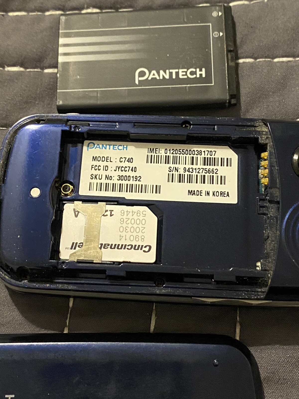 Pantech Matrix C740 - Blue (AT&T) Cellular Phone phone only UNTESTED