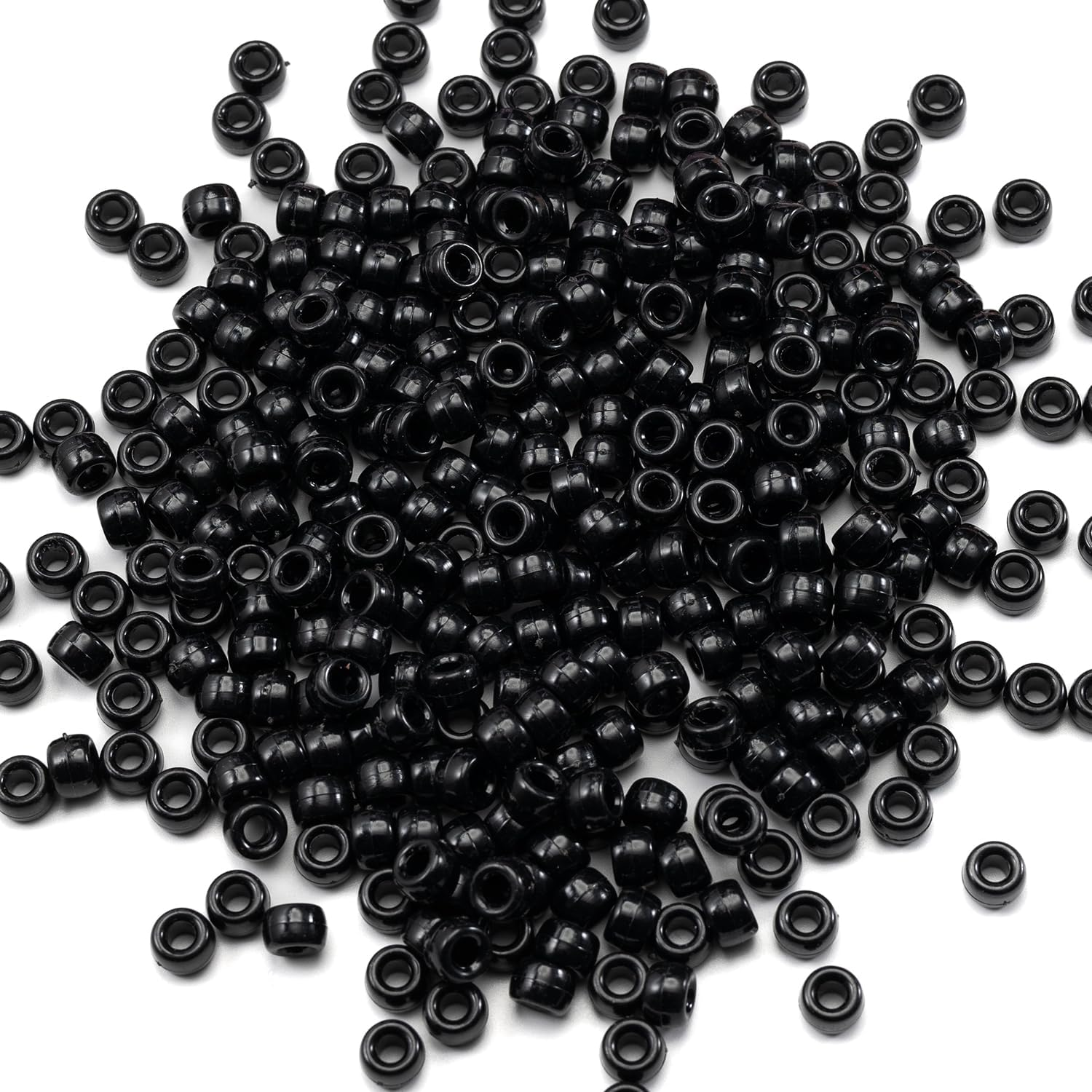 1000 Pcs 6x9mm Black Acrylic Pony Beads Bulk for Jewelry Hair Kandi Crafts
