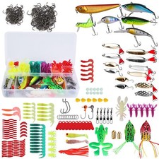 375Pcs Fishing Baits Lures Kit Popper Crankbaits Crickets Frog Maggot Tackle Box