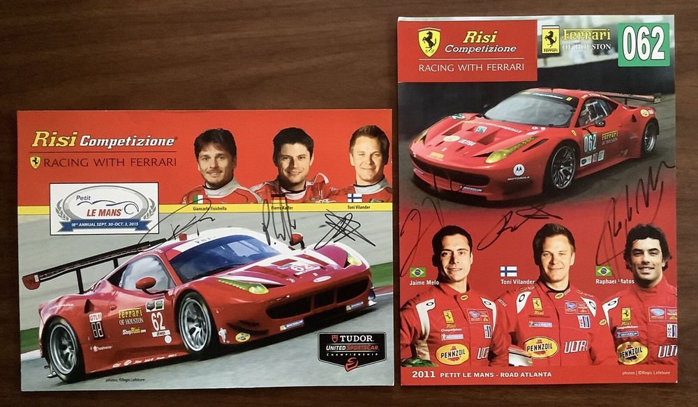 RISI COMPETIZIONE FERRARI RACING PETIT LE MANS SIGNED PHOTO CARDS VILANDER MELO