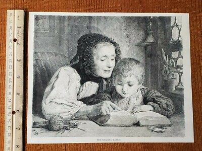 Harper's Weekly 1875 Sketch Print THE READING LESSON
