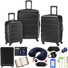 Samsonite Omni Hardside Nested 3pc. Luggage Set Black W 10pc Accessory Kit
