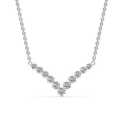 0,70 Ct. Runde Diamant abgestufte V-Kette - faszinierende Diamanten