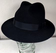 Vintage New York Hat Co. Men's Fedora M Black Wool Felt Hat 5923 Made in USA