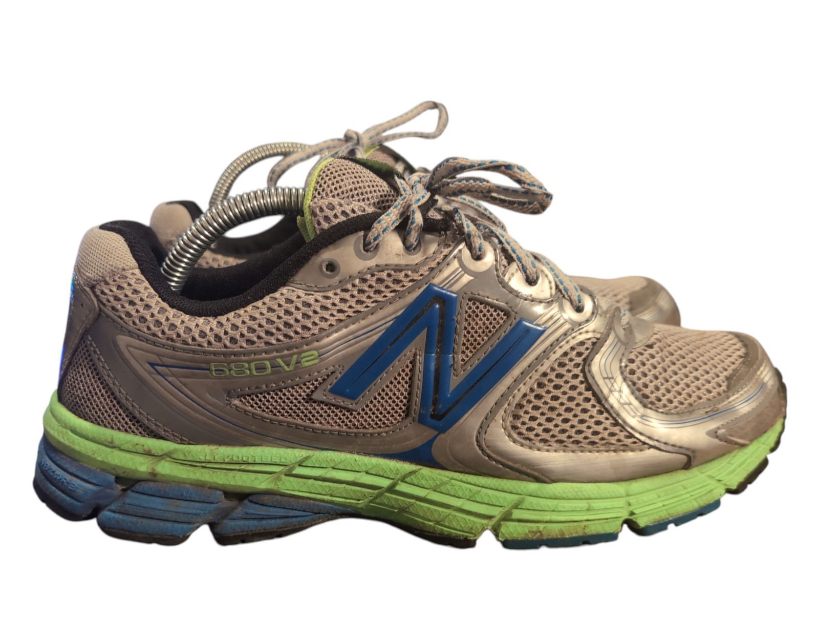 New Balance 680 V2 Silver Blue Green Running Training Sneakers M680gg2 Size 9