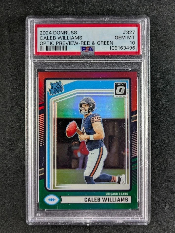 Caleb Williams Panini Donruss #327 Optic Preview-Red & Green