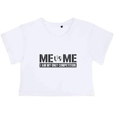 "I Am My Only Competition Motivational Text" Damen Baumwolle Crop Tops (CO051850)