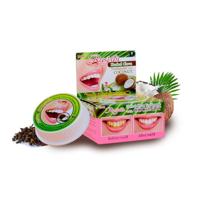 Natural Clove Coconut Toothpaste Set 12 Rasyan Thai Herbal Oral Care 25 g x 12