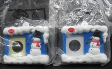 2 Dairy Queen 1997 Winter Time Snowman Christmas picture Window Ornaments New