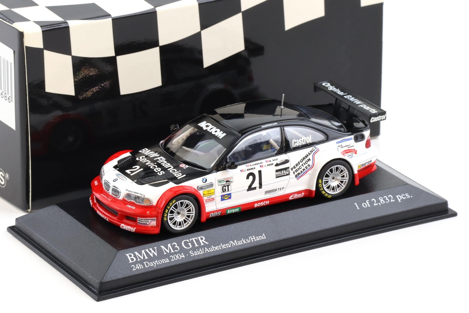 1:43 Minichamps BMW M3 E46 GTR Alms Daytona 24h 2004 Said / Auberlen #21