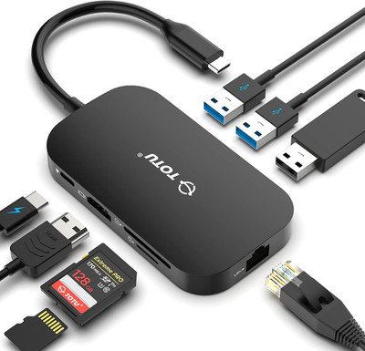 Versatile 9-in-1 USB C Hub: 4K HDMI, Ethernet, USB Ports & Card Reader