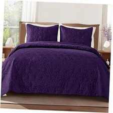 California King Quilt Bedding Set, Soft Dark California King 104"x112" Purple