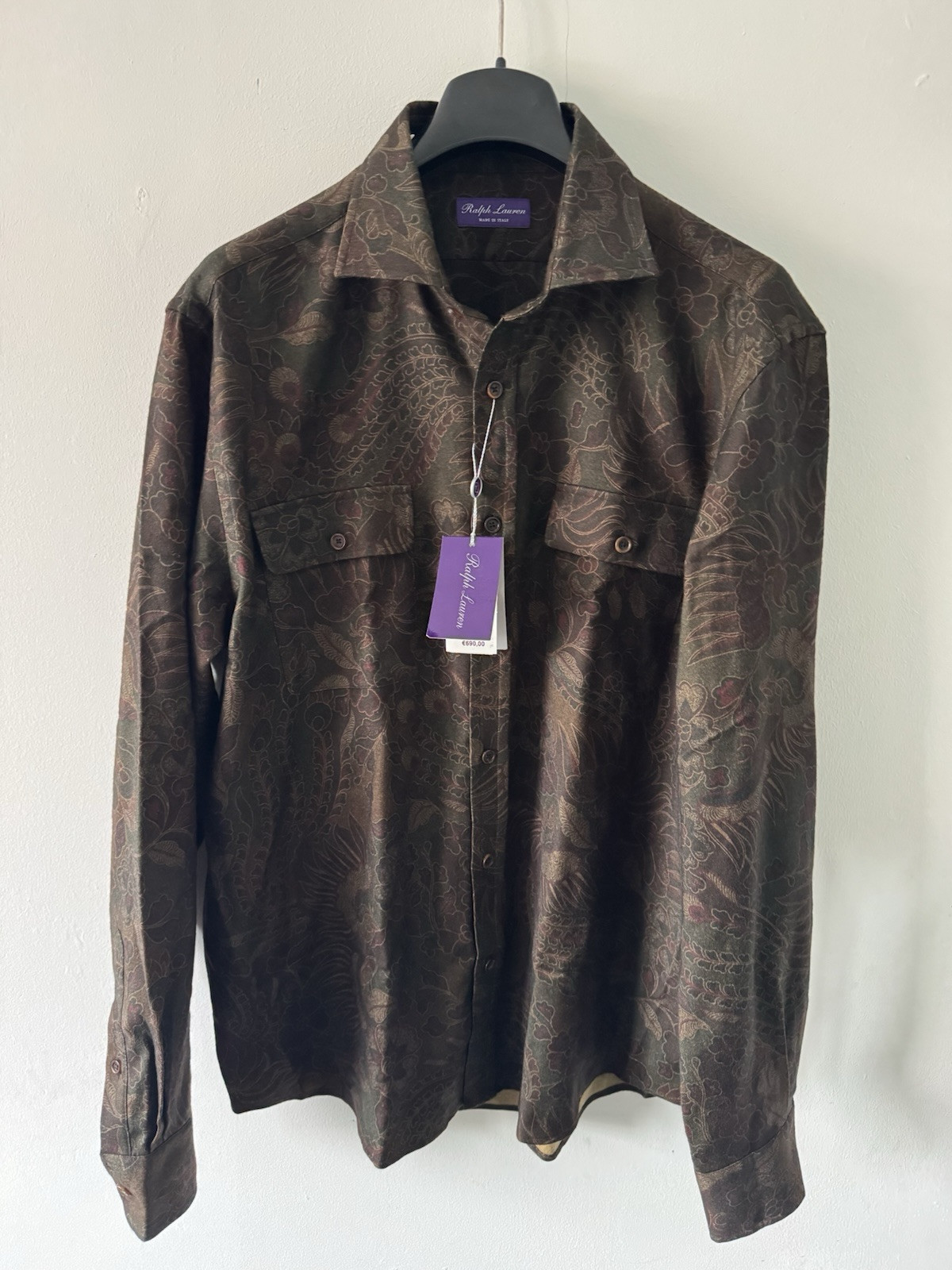 €690 Ralph Lauren Purple Label Stewart 100percent Wool Luxury Shirt Size XL NWT image 7