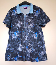 Slazenger Victorious Womens Polo Size 16 Abstract 1/4 Zip Golf Grey/Blue