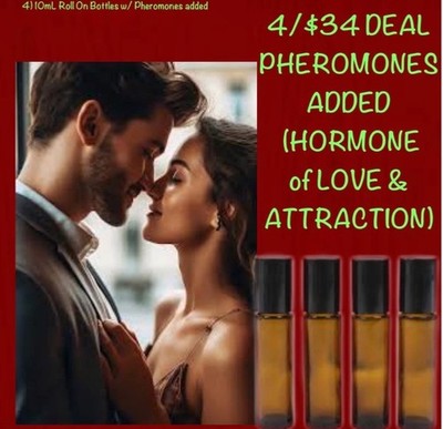 4/$34 SPECIAL!! (4) ROLL ON PERFUME OILS W/ PHEROMONES ADD 4 MIX  N  MATCH ITEMS