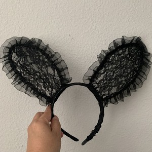 Bunny Ears Headband Black Lace Bunny Costume Sexy Bunny Ear for Women Party