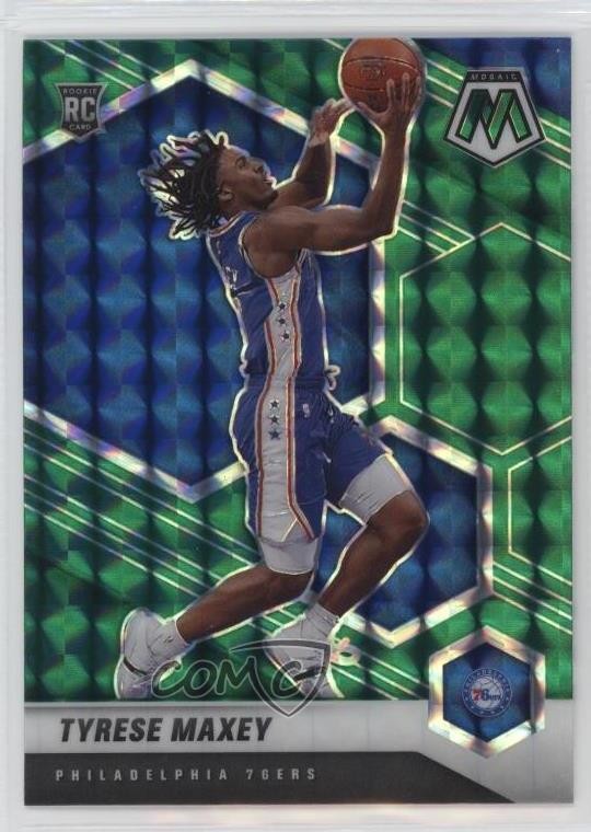 2020-21 Panini Mosaic Rookie Green Mosaic Prizm Tyrese Maxey #203 Rookie RC 9l4