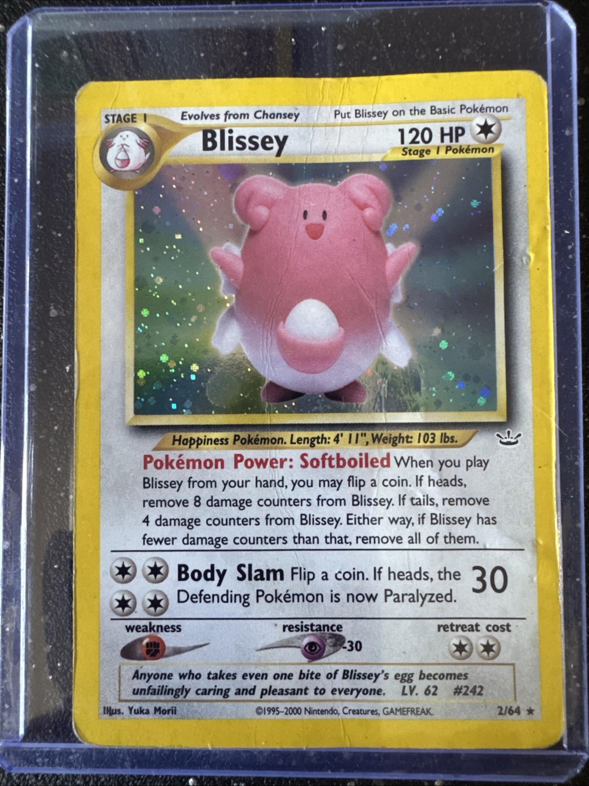 Blissey 2/64 Rare Stage 1 Neo Revelation Pokemon - Heavily Played Condition