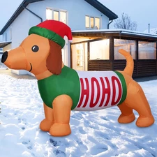 5FT Christmas Inflatables Weiner Dog 2025 NEW LED Outdoor Decoration