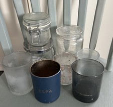 Bundle 8 X Empty Candle Jars Glass Containers Job Lot