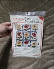 New In Package Vintage Bucilla Needlecraft Pillow Blue Ribbon Floral 16 Inch