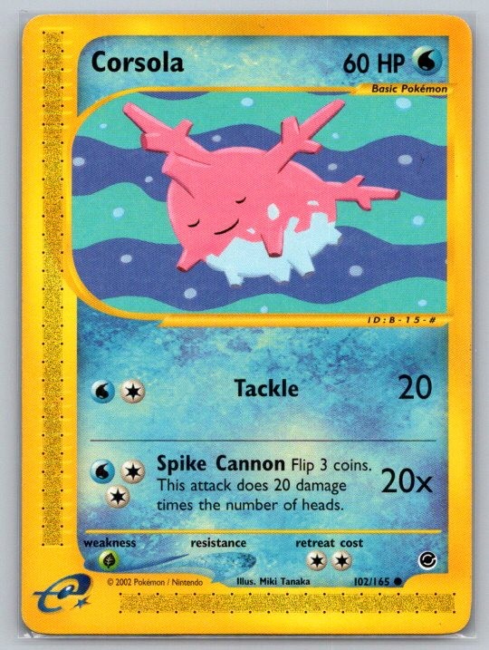 Corsola 102/165 Common Expedition Base Set Pokemon Lightly Played