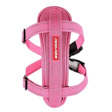 EzyDog Chest Plate Harness Reflective Car Restraint Seat Belt - Pink - Large