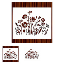 Wildflower Stencil for Painting 15x12 Inches Reusable for Canvas Fences Fabric