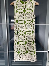 Tory Burch Lexi Crochet White Dress Leaf Green Size S RRP $550 BNWT Brand New