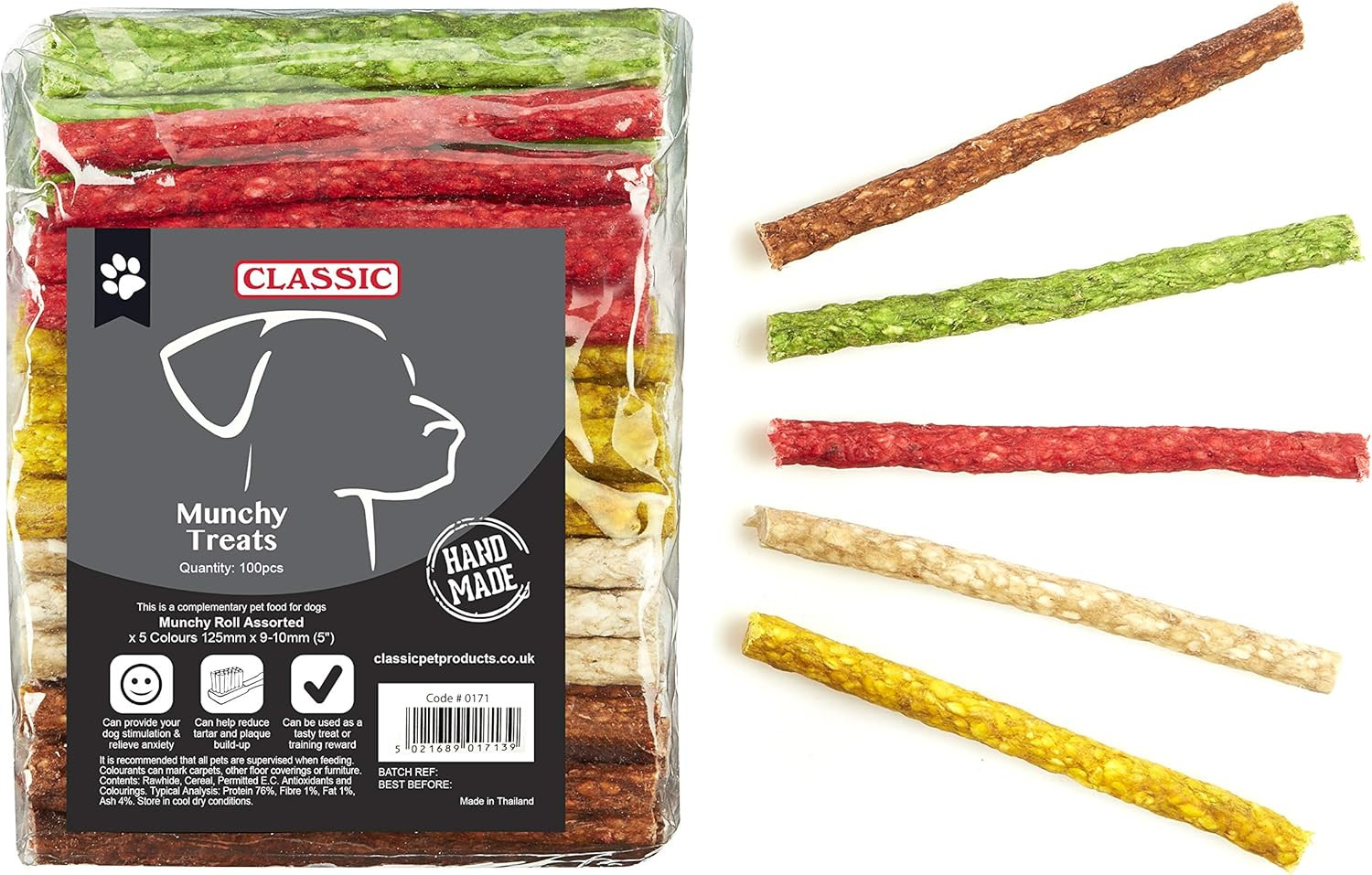 CLASSIC Munchy Roll, Multi-Colour, 125 X 9-10 Mm, Pack of 100