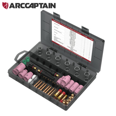 ARCCAPTAIN 49 Pcs TIG Welding Torch Accessories kit Alumina Nozzle Collets Body