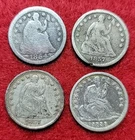 1838 1854 1857 Silver Seated Liberty 5c 1/2 10c Half Dime Lot Of 4