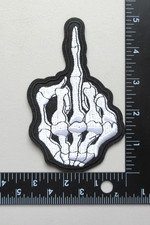 SKELETON MIDDLE FINGER BIKERS JACKET VEST CLOTHING EMBROIDERED IRON ON PATCH