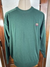 Vtg Paul  Shark Yachting Wool Blend Crew Neck Sweater Men's L Green Made Italy