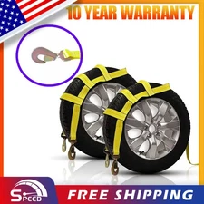 Car Dolly Wheel Net Tire Basket Tow Strap Snap Hook Heavy Duty 2PCS NJ S22