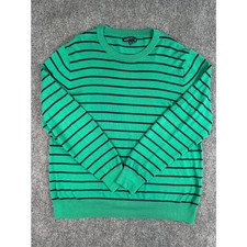 J Crew Sweater Mens XL Mercantile Green Navy Stripe Crewneck Pullover Preppy