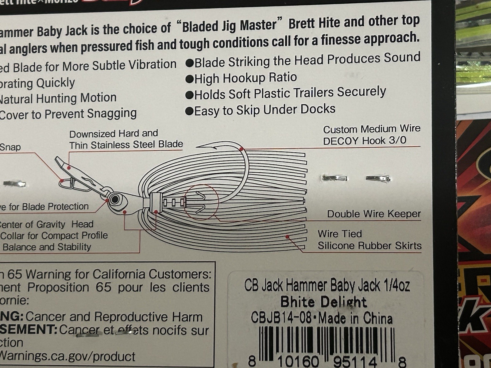 LOT OF 4 Baby Jack Hammer Zman Chatterbait Evergreen 1/4 Oz BHITE DELIGHT COLOR - Image 3