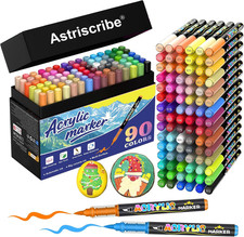 90 Colors Acrylic Paint Pens Set Water-Based Paint Markers with Brush Tip 1 5