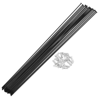 14G 257mm gerade Speichen Carbonstahl schwarz für Fahrrad, 20 Sets
