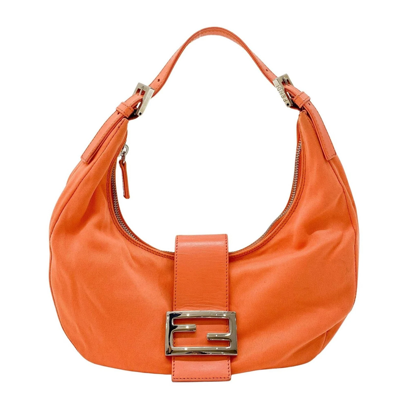 Fendi — FENDI Croissant Orange Cotton Leather Shoulder Bag
