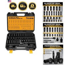 38 Drive Impact Socket Set - 50-piece Shallow Deep Socket Set Metric And... 38 Drive Impact Socket Set - 50-piece Shallow Deep Socket Set Metric And...
