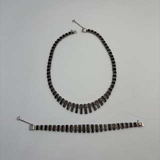 Unbranded 925 Sterling Silver Black Onyx Necklace & Bracelet Set