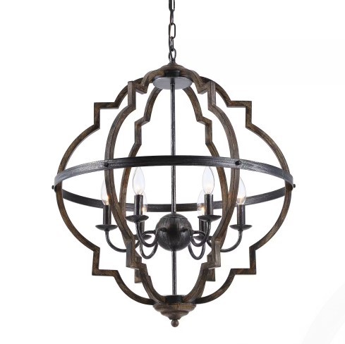 ГЕОМЕТРИЧЕСКАЯ ЛЮСТРА PARROT UNCLE CAMBON 6-LIGHT DISTRESSED LANTERN - ЧЕРНЫЙ