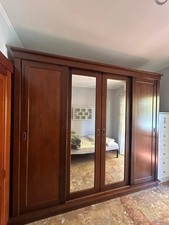 armadio in legno noce nazionale camera da letto 4 ante con 2 specchi 270 cm 
