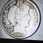 1915 Barber Half Dollar Denver Mint Silver Coin 50C 0.9 Fineness Barber Variety