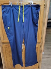 NWOT Unisex Navy Boot Cut Scrub Pants By Wonder Winks Spread Good Cheer Sz 3XT